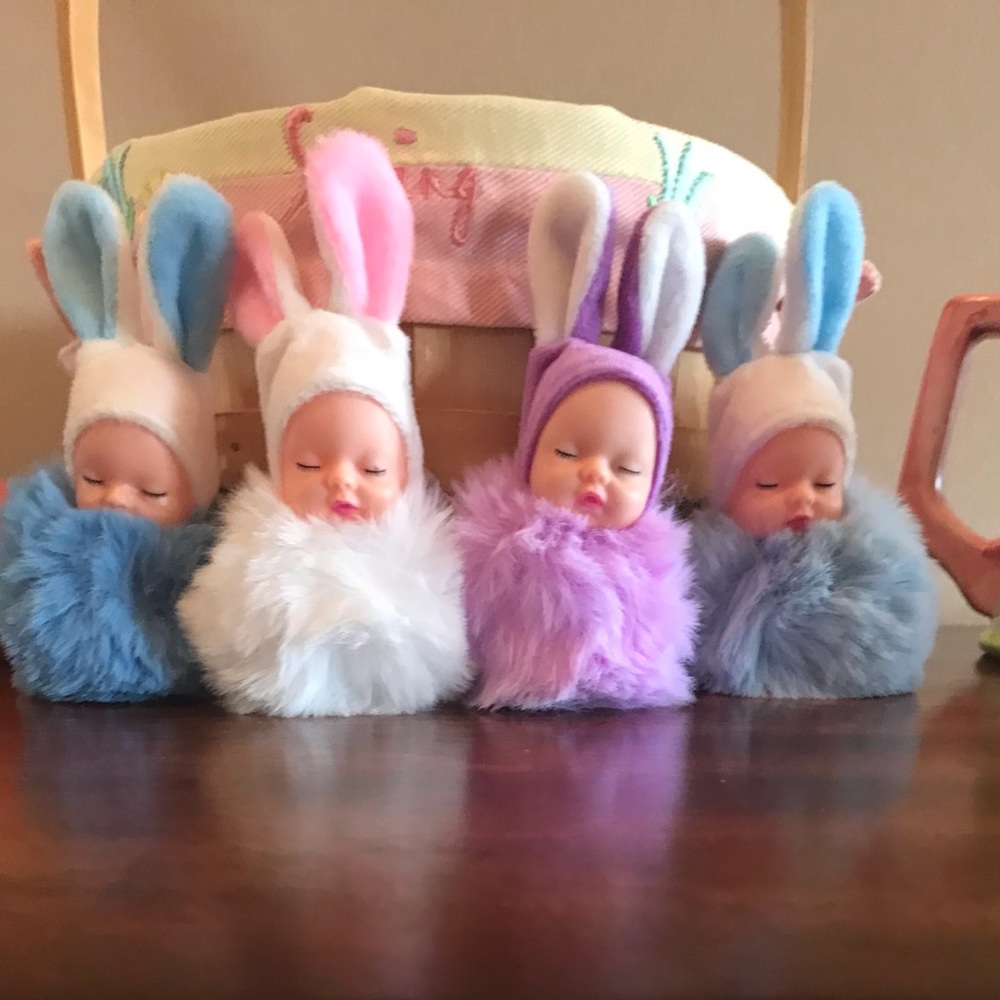 2 Easter Sweet Sleeping Baby Bunnies